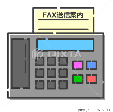 メモ文章やメッセージをファックスで送る電話機のイラスト 119707234