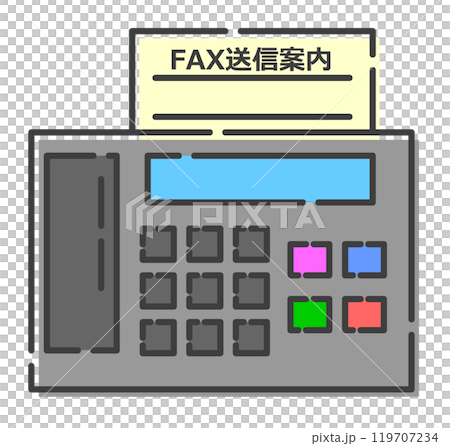 メモ文章やメッセージをファックスで送る電話機のイラスト 119707234