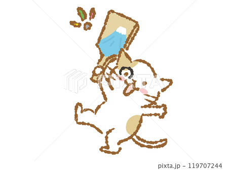 羽根つきしている猫のイラスト 羽根つきしている猫のイラスト 119707244