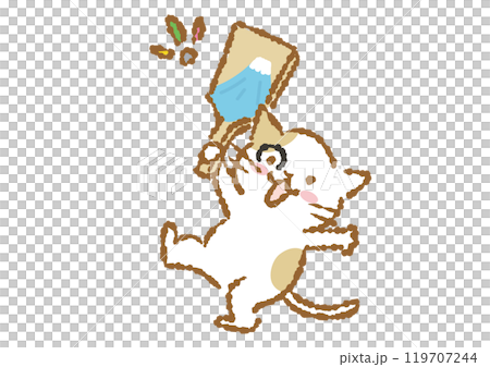 羽根つきしている猫のイラスト 羽根つきしている猫のイラスト 119707244