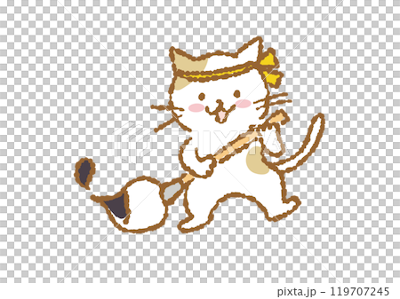 書き初めをする猫のイラスト 119707245