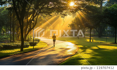 公園での朝のランニング 119707412