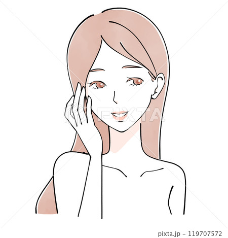 エステ 頬を触る女性のイラスト エステ 頬を触る女性のイラスト 119707572