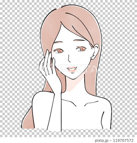 エステ 頬を触る女性のイラスト エステ 頬を触る女性のイラスト 119707572