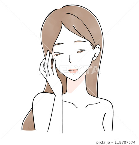 エステ 頬を触る女性のイラスト エステ 頬を触る女性のイラスト 119707574