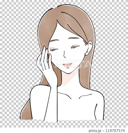 エステ 頬を触る女性のイラスト エステ 頬を触る女性のイラスト 119707574