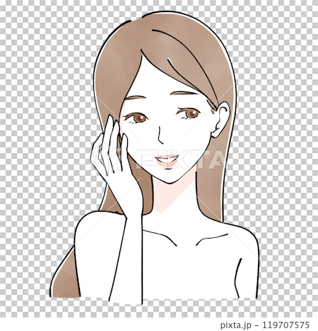 エステ　頬を触る女性のイラスト 119707575