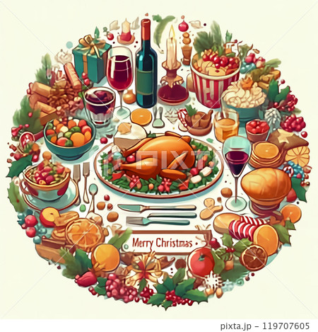 クリスマスディナー　豪華な夕飯 119707605