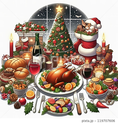 クリスマスディナー　豪華な夕飯 119707606