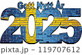 Happy New Year 2025 with Sweden flag inside 119707612