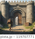 城を見つめる少女 119707771