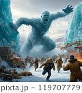 洞窟の中を歩く人たち 119707779