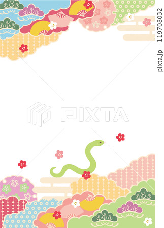 巳年-年賀状テンプレ-さ3ベク 巳年-年賀状テンプレ-さ3ベク 119708032