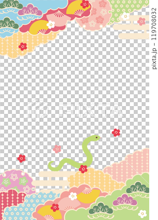 巳年-年賀状テンプレ-さ3ベク 巳年-年賀状テンプレ-さ3ベク 119708032