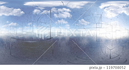 360 degree panorama of Surreal Panoramic Landscape with Geometric Lines 119708052