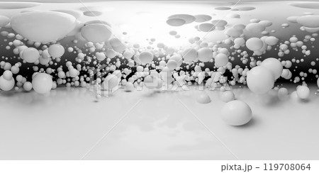 360 degree panorama of Surreal Abstract White Spheres in Gradient Background 119708064