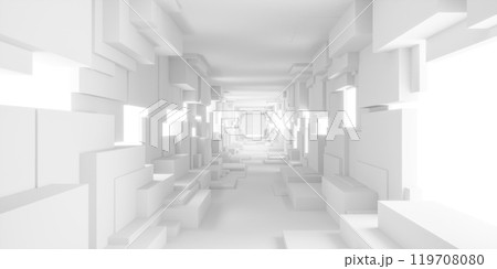 Futuristic Abstract Corridor with Geometric Shapes Futuristic Abstract Corridor with Geometric Shapes 119708080