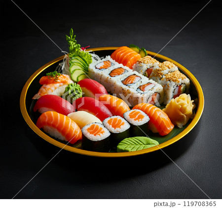 おいしそうなお寿司の盛合せ おいしそうなお寿司の盛合せ 119708365