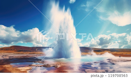 natural phenomenon geyser on sunny day natural phenomenon geyser on sunny day 119708563