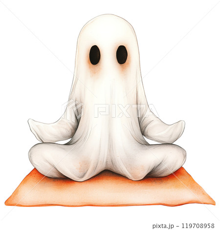 Ethereal Ghost Doing Yoga Exercises Ethereal Ghost Doing Yoga Exercises 119708958