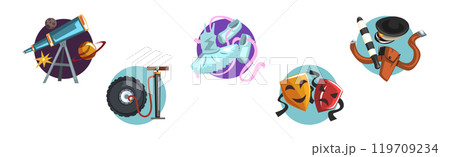 Colorful Profession Icon with Different Tool Vector Set 119709234