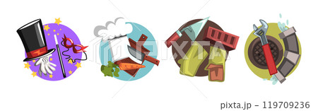 Colorful Profession Icon with Different Tool Vector Set 119709236