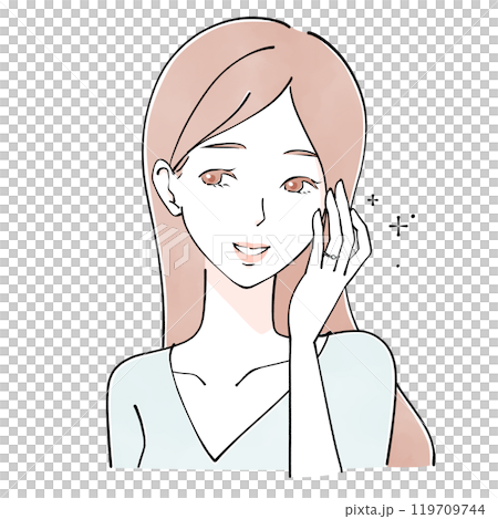 戴著訂婚戒指（結婚戒指）的女人的插圖 119709744