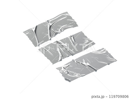 Blank silver rectangle adhesive duct tape mockup, side view 119709806
