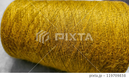 Orange threads for handicrafts. Selecting a color palette for knitting. Autumn 119709838