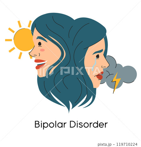Bipolar disorder metaphor vector isolated 119710224