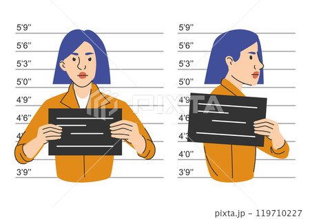 Criminal mugshot of woman vector isolated. 119710227