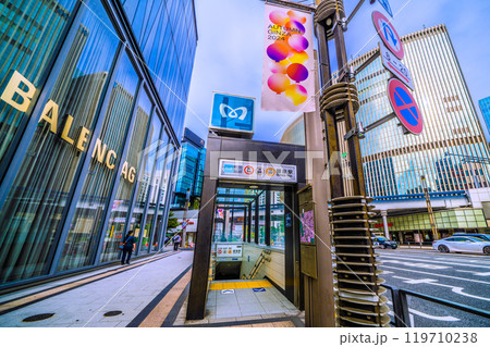 日本の東京都市景観 東京メトロ 銀座駅出入口などを望む=10月27日 日本の東京都市景観 東京メトロ 銀座駅出入口などを望む=10月27日 119710238