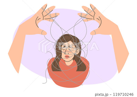 Emotional abuse vector isolated. Suffering woman Emotional abuse vector isolated. Suffering woman 119710246