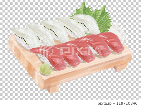 水彩の寿司_セット（マグロ・えんがわ）13_1 119710840