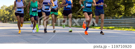 group athletes running marathon race on Monza race track group athletes running marathon race on Monza race track 119710920