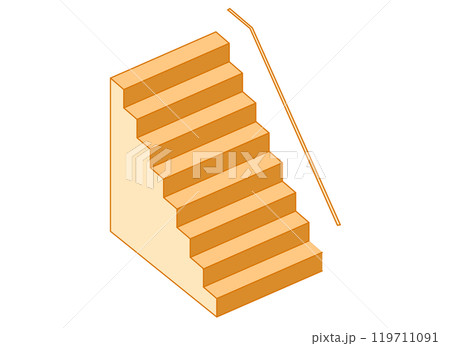 手すりのついた幅広の階段 119711091
