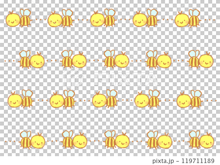 シンプルでかわいいハチのキャラクターのラインセット シンプルでかわいいハチのキャラクターのラインセット 119711189