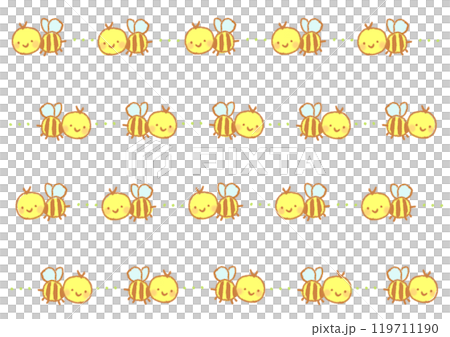 シンプルでかわいいハチのキャラクターのラインセット シンプルでかわいいハチのキャラクターのラインセット 119711190