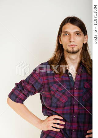 Man in plaid shirt. Man in plaid shirt. 119711604