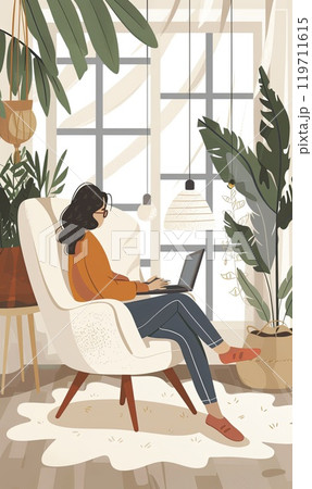 Freelancer Working from Home , Generate AI Freelancer Working from Home , Generate AI 119711615