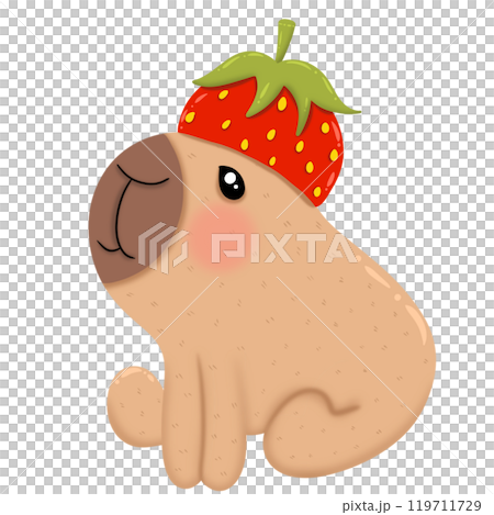 Capybara with strawberry hat 119711729