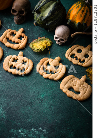Halloween cookies in shape of jack-o-lantern Halloween cookies in shape of jack-o-lantern 119712201