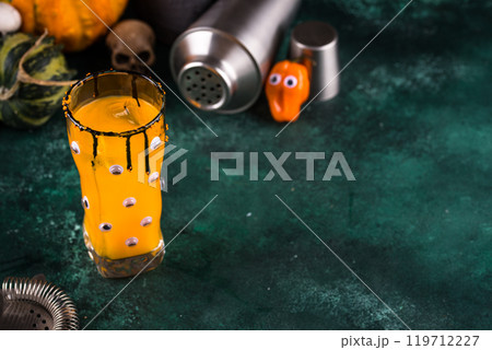 Spooky Halloween cocktail with eyes 119712227