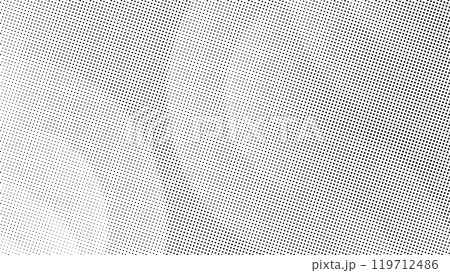 Halftone backdrop with noise effect. Concentric dotted texture. Black dots on white background. Vintage effect vector overlay. Ink dot pattern. Monochrome texture. Industrial perforated surface 119712486