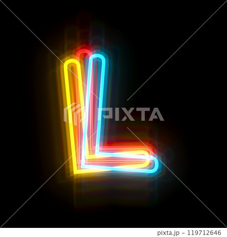 Three colors neon font Letter L 3D 119712646