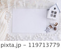 Mockup Card with Christmas Ornaments and White House Decoration for Festive Greeting or Invitation 119713779