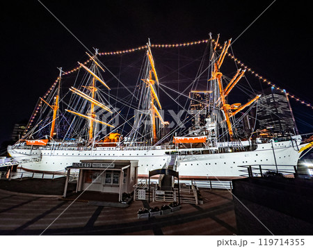 Sail Training Ship Nippon Maru in Yokohama, Japan 119714355