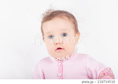 Little baby on white background Little baby on white background 119714510