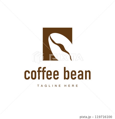 coffee bean logo silhouette design with simple concept coffee illustration template 119716100