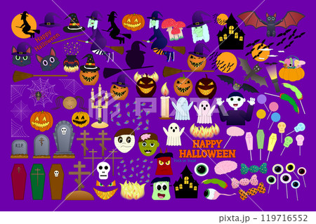 Halloween Vector Set with Spooky Elements Halloween Vector Set with Spooky Elements 119716552